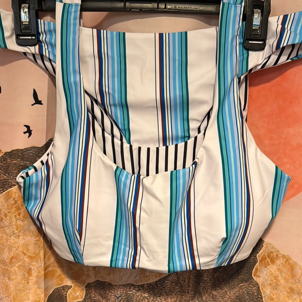 SHEIN Blue and White Striped Bikini